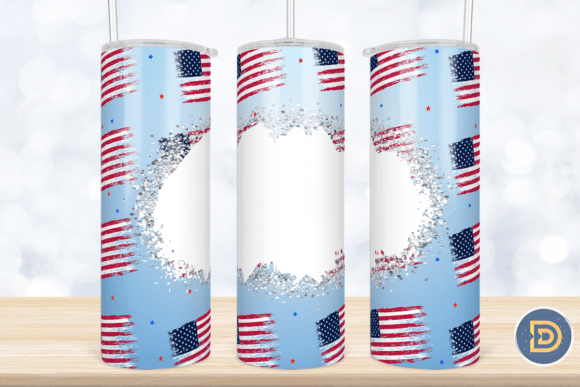 American Flag Add Your Own Text Tumbler for Crafts and Graphics