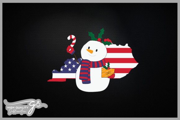 American Flag Snowman Christmas Graphics for Crafts