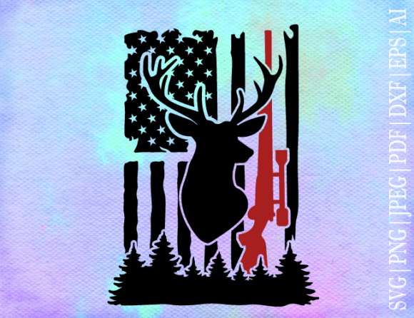 Deer Hunting Flag SVG for Crafts and Graphics
