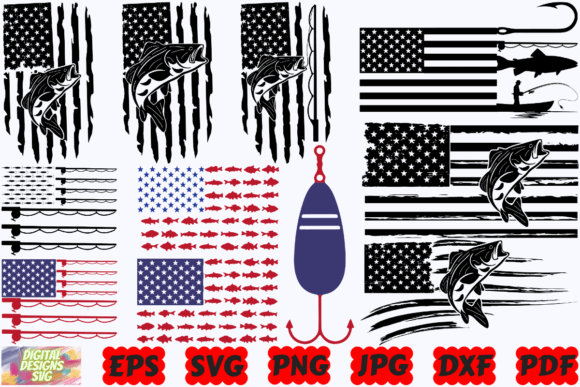 Fishing Flag SVG USA for Crafts and Graphics