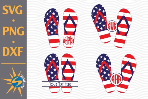 Flip Flop US Flag Monogram Graphics for Crafts and Content Publishing