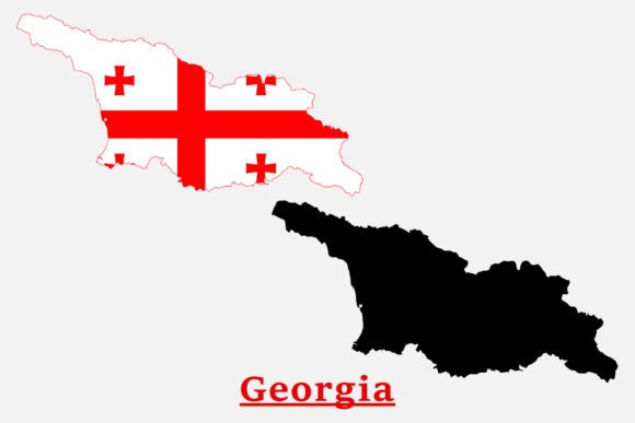 Georgia National Flag Map Design for Crafts and Graphics