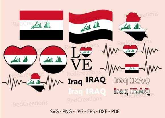 Iraq Flag Svg Bundle for Crafts and Graphics