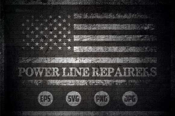 Power Line Repairers - USA Flag Graphics for Crafts
