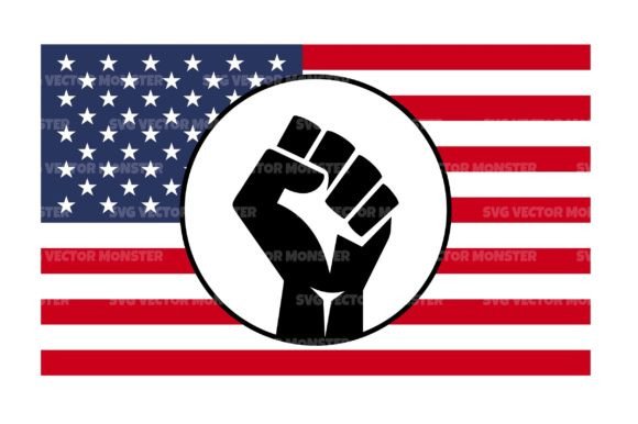 Raised Fist in American Flag Graphics for Crafts