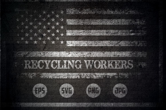 Recycling Workers - USA Flag Graphics for Crafts