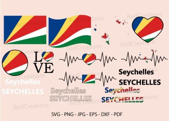 Seychelles Flag Bundle Svg, Text, Love for Crafts and Graphics