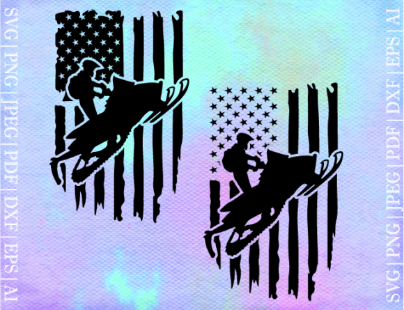 Snowmobile Man Flag SVG for Crafts and Graphics
