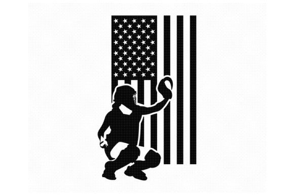 Softball Catcher with American Flag SVG for Crafts and Graphics