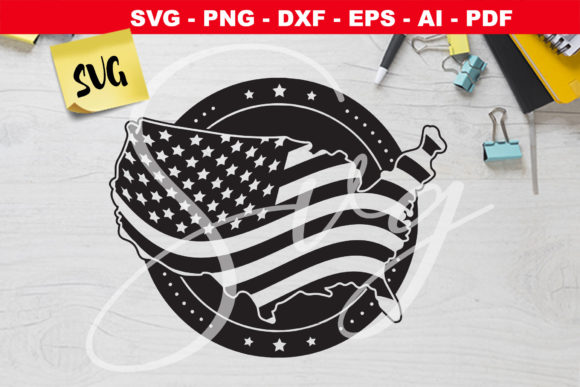 US Flag Inside United States Graphics for Crafts