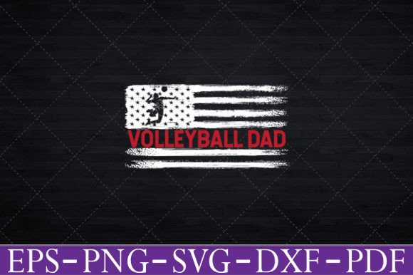 Vintage Volleyball Dad USA Flag Retro Graphics for Crafts
